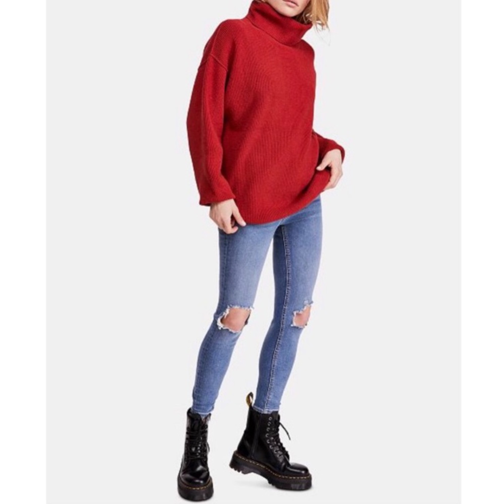 Free People High Rise Busted Knee Skinnies